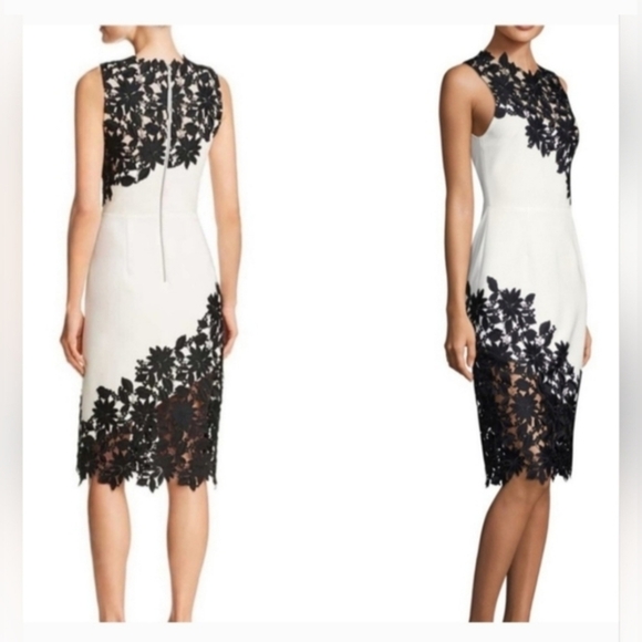 Alice + olivia margy white floral lace  sleevesless midi dress size 2 - Picture 10 of 11